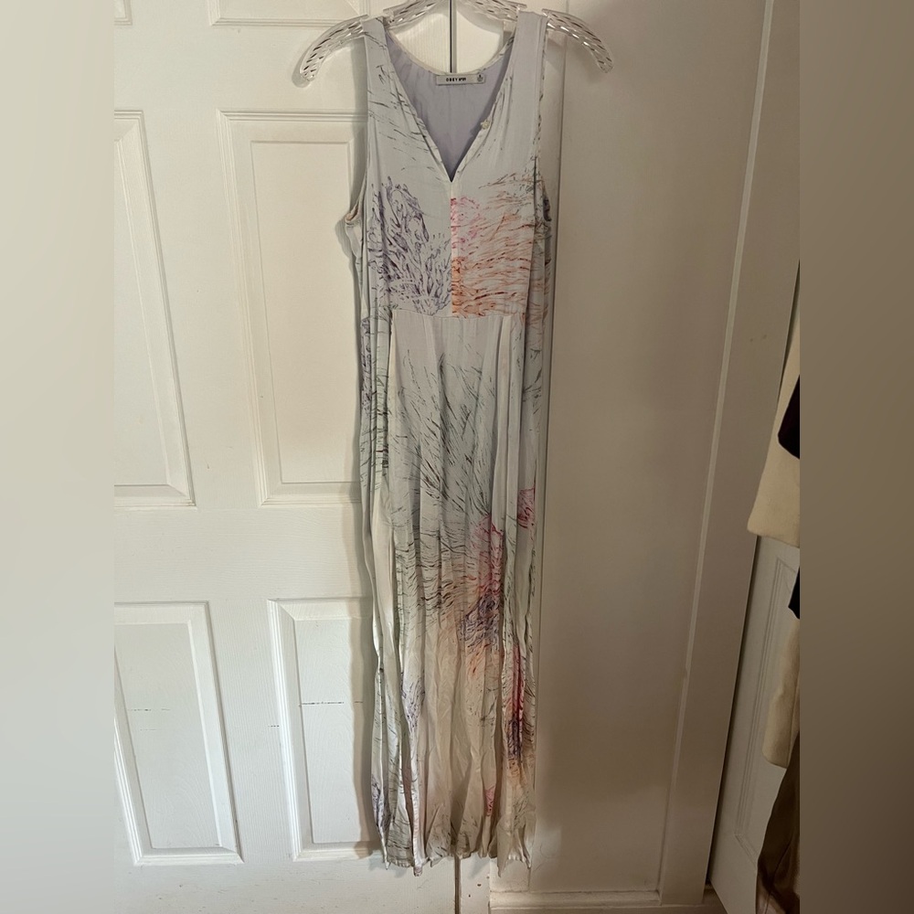 Obey Sleeveless Maxi Dress with Abstract Accents